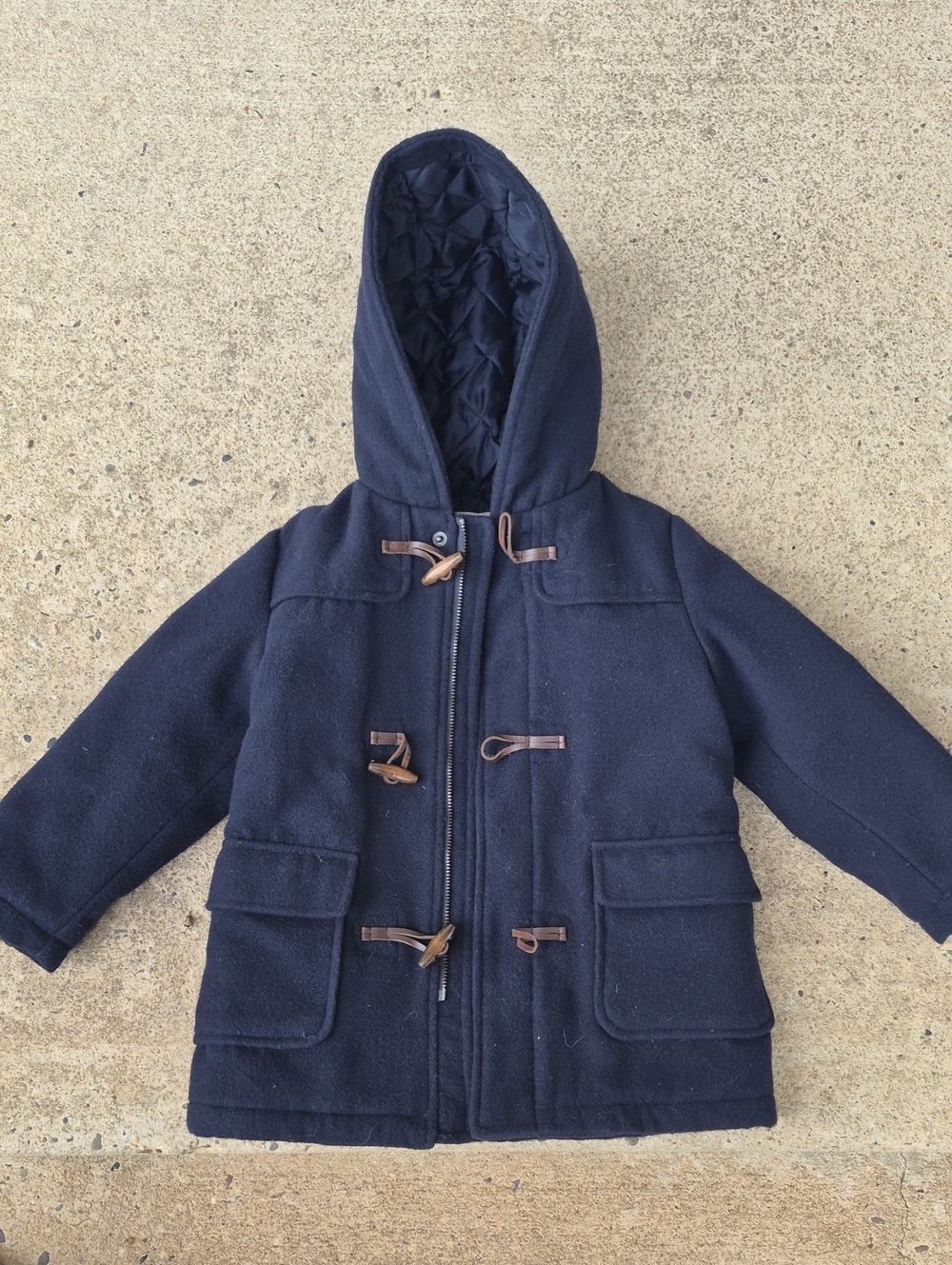 Brums Navy Hooded Toggle Duffle Coat